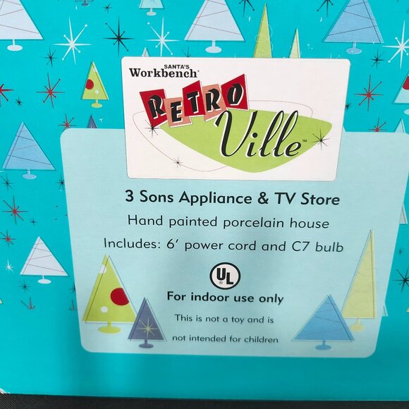 Vintage Santa's Workbench RetroVille Light up 3 Son's Appliance & TV Store - Picture 5 of 6